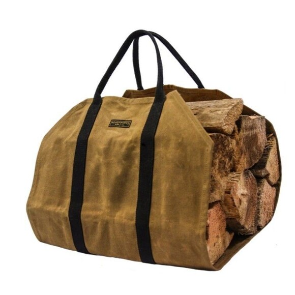 READYWARES Waxed Canvas Firewood Log Carrier Heavy Duty Classic Durable Tan NWT - Picture 2 of 9
